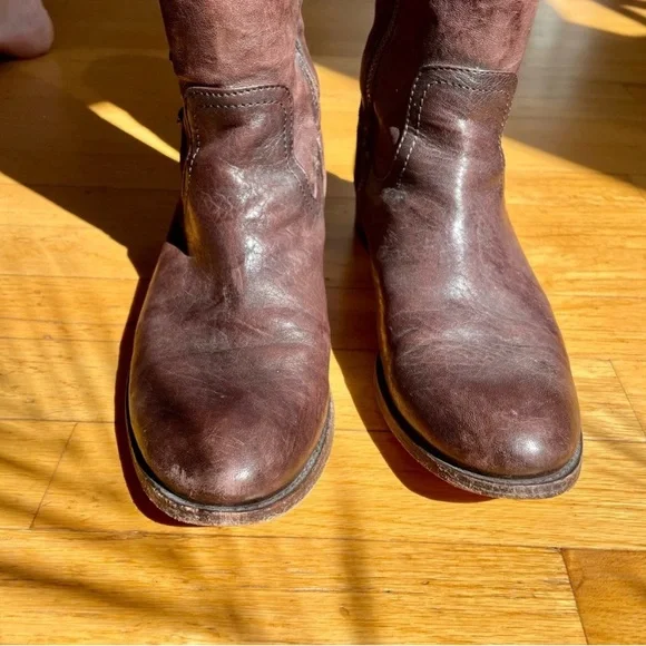 Frye Melissa Riding Boots | women’s size 9B | distressed brown - Picture 4 of 8